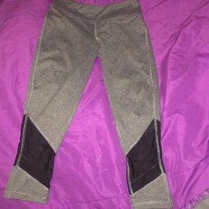 Gray legging with black mesh